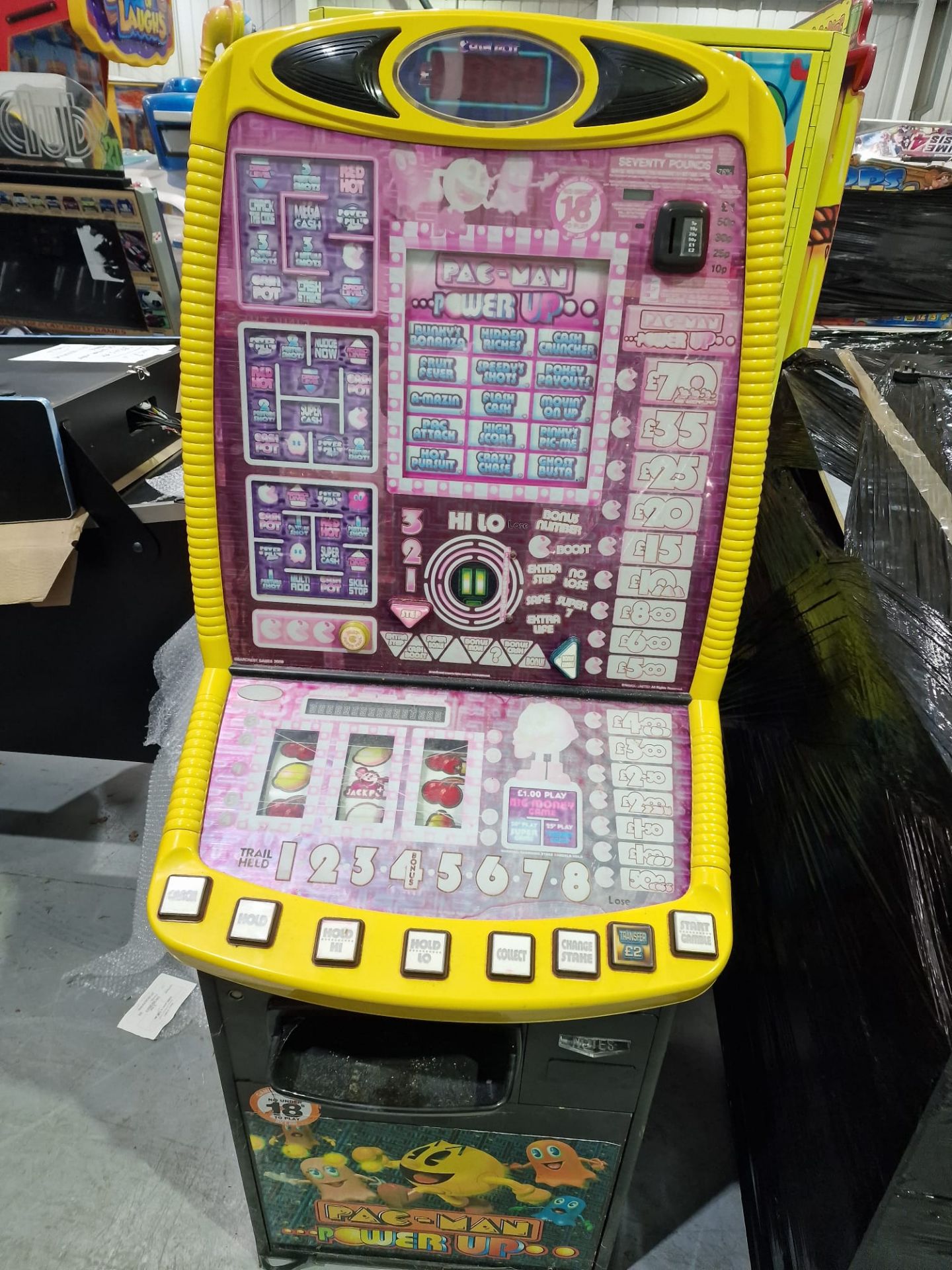 Pacman power-up pub fruit machine,70 jackpot, coin-operated - Image 5 of 6