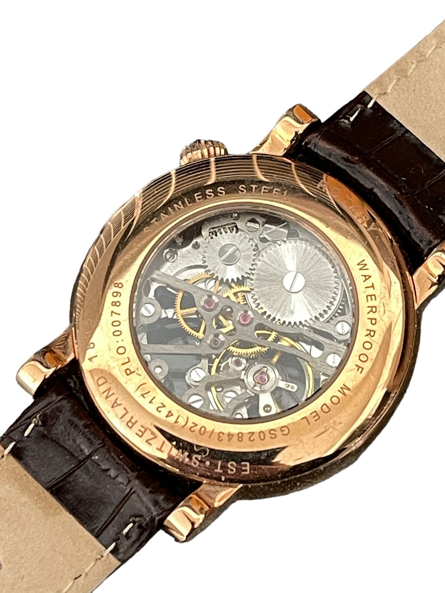 Rotary Skeleton watch mechanical gold plated working - Image 2 of 3