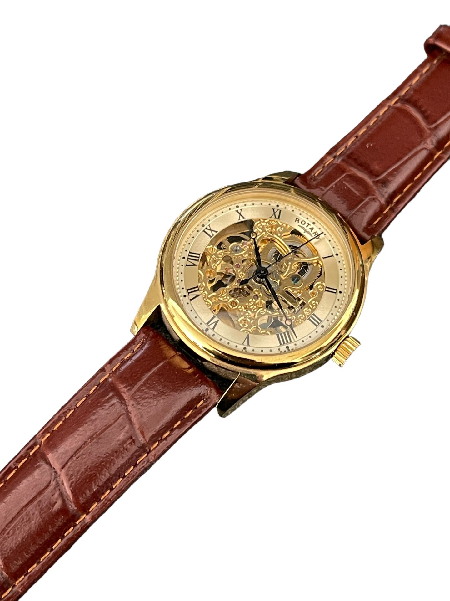 Rotary Skeleton watch mechanical gold plated working Case 40 mm