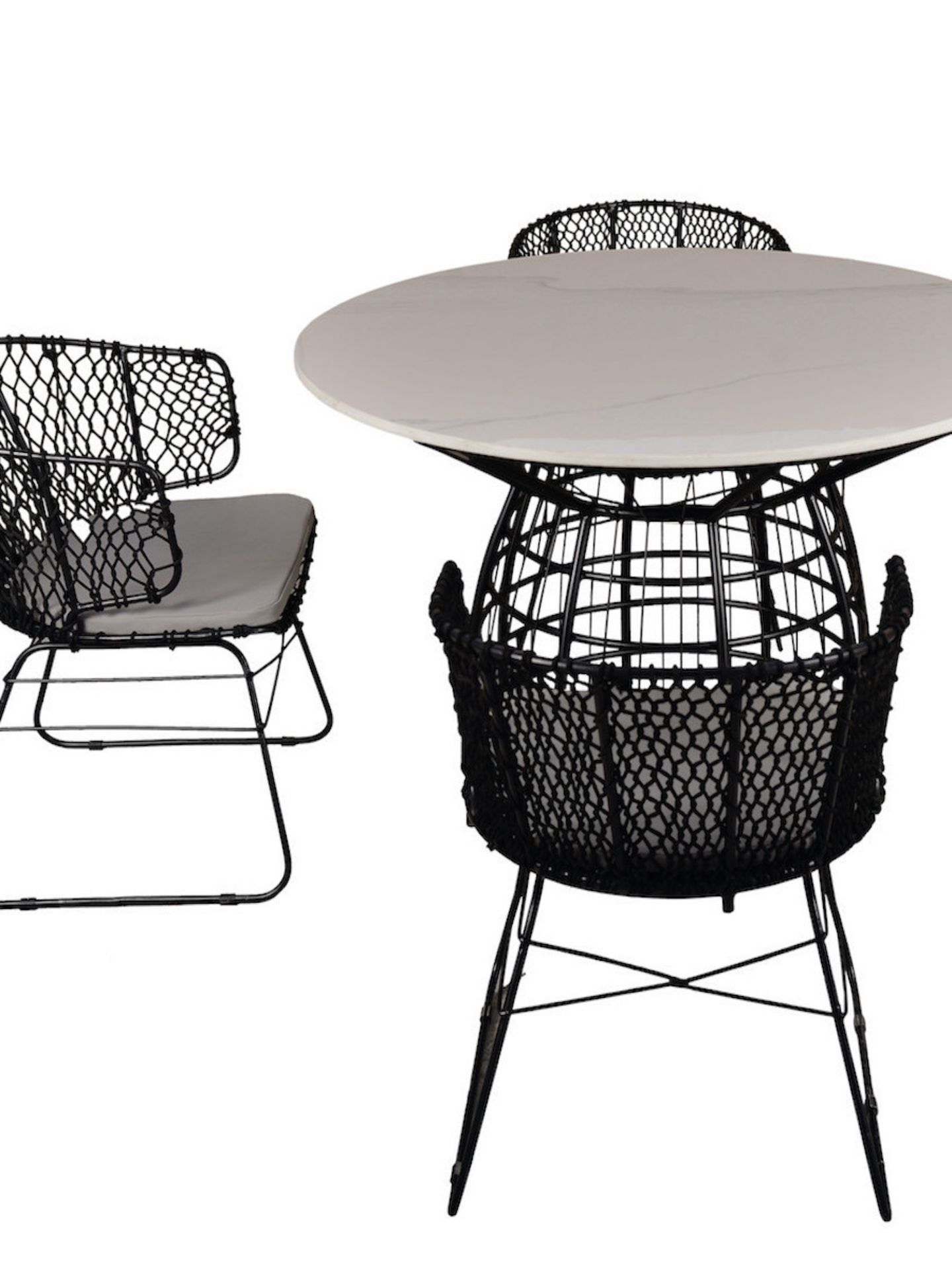 Ferro Statuario Premium Marble Dining Table & Chair Set (With 4 Breeze Chairs) - Bild 2 aus 3