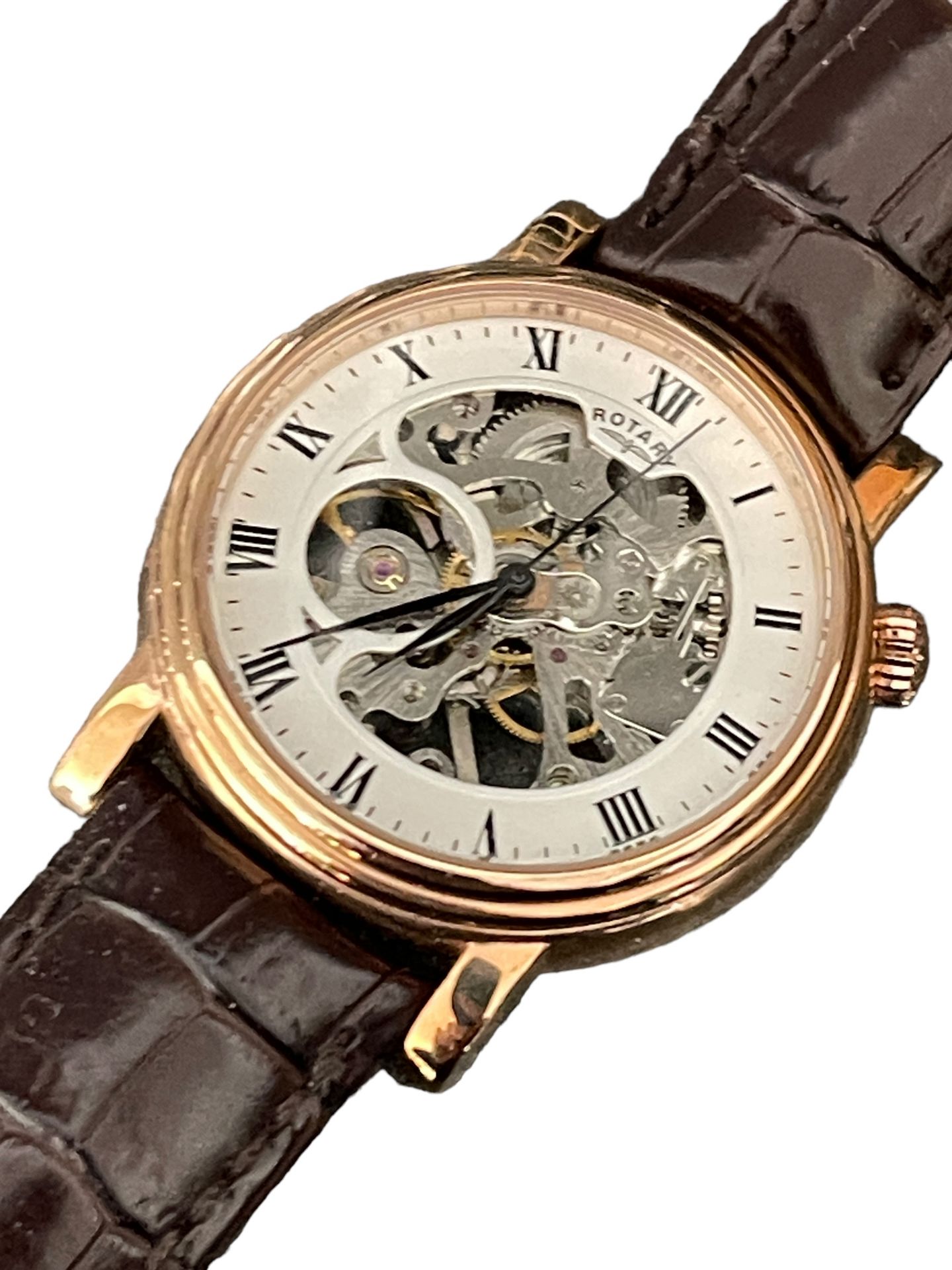 Rotary Skeleton watch mechanical gold plated working