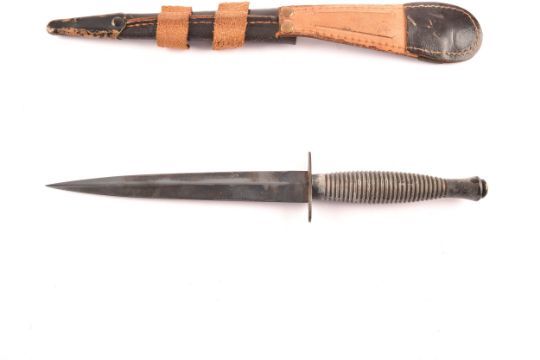 An FS Fairbairn Sykes British Commando dagger, with ribbed metal hilt and crossguard, the double - Image 5 of 10