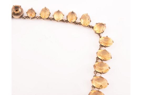 A citrine riviere necklace, claw-set in silver gilt mount, the large mixed oval-cut drop measuring - Image 6 of 15