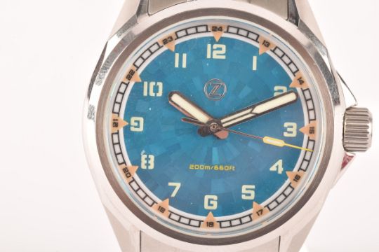 A Zelos Swordfish Field stainless steel 'Mosaic MOP wristwatch, with blue mosaic numbered dial, - Image 3 of 13