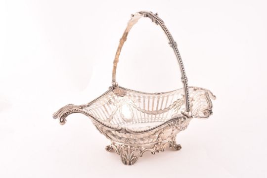 A Victorian silver pierced footed basket with swing handle, hallmarked Birmingham 1859 by - Image 3 of 13