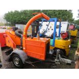 TIMBERWOLF TOWED CHIPPER UNIT WITH KUBOTA DIESEL ENGINE. 990 RECORDED HOURS APPROX. WITH KEY. WHEN T