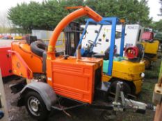 TIMBERWOLF TOWED CHIPPER UNIT WITH KUBOTA DIESEL ENGINE. 990 RECORDED HOURS APPROX. WITH KEY. WHEN T