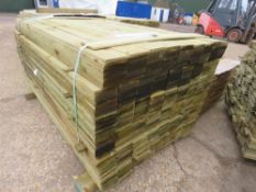 LARGE PACK OF TREATED FEATHER EDGE CLADDING TIMBER BOARDS: 1.65M LENGTH X 100MM WIDTH APPROX.