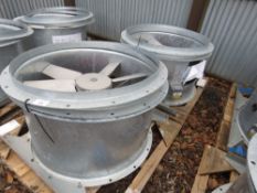 2 X LARGE INDUSTRIAL FANS, APPEAR UNUSED?? TYPE 380-420. 90CM INTERNAL DIAMETER. SOURCED FROM LARGE