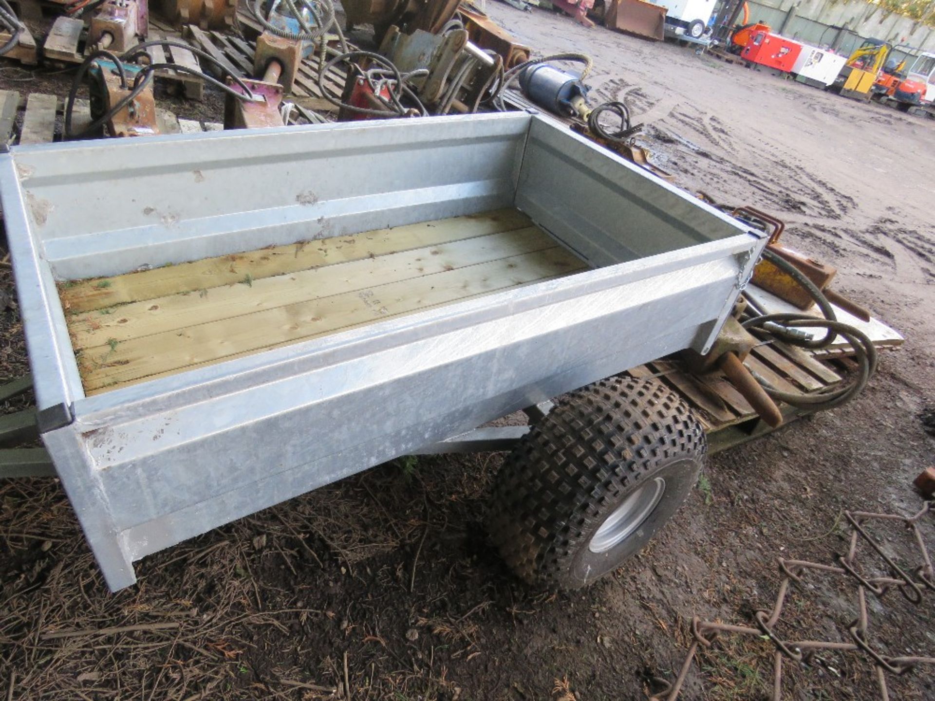 QUAD BIKE TOWED GALVANISED GENERAL PURPOSE TRAILER ON FLOATATION TYRES, 1.61MX 1M APPROX. UNUSED. - Image 2 of 5