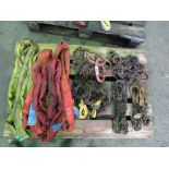 5 X LIFTING CHAINS PLUS LIFTING STRAPS AS SHOWN. THIS LOT IS SOLD UNDER THE AUCTIONEERS MARGIN SC