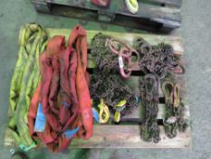 5 X LIFTING CHAINS PLUS LIFTING STRAPS AS SHOWN. THIS LOT IS SOLD UNDER THE AUCTIONEERS MARGIN SC