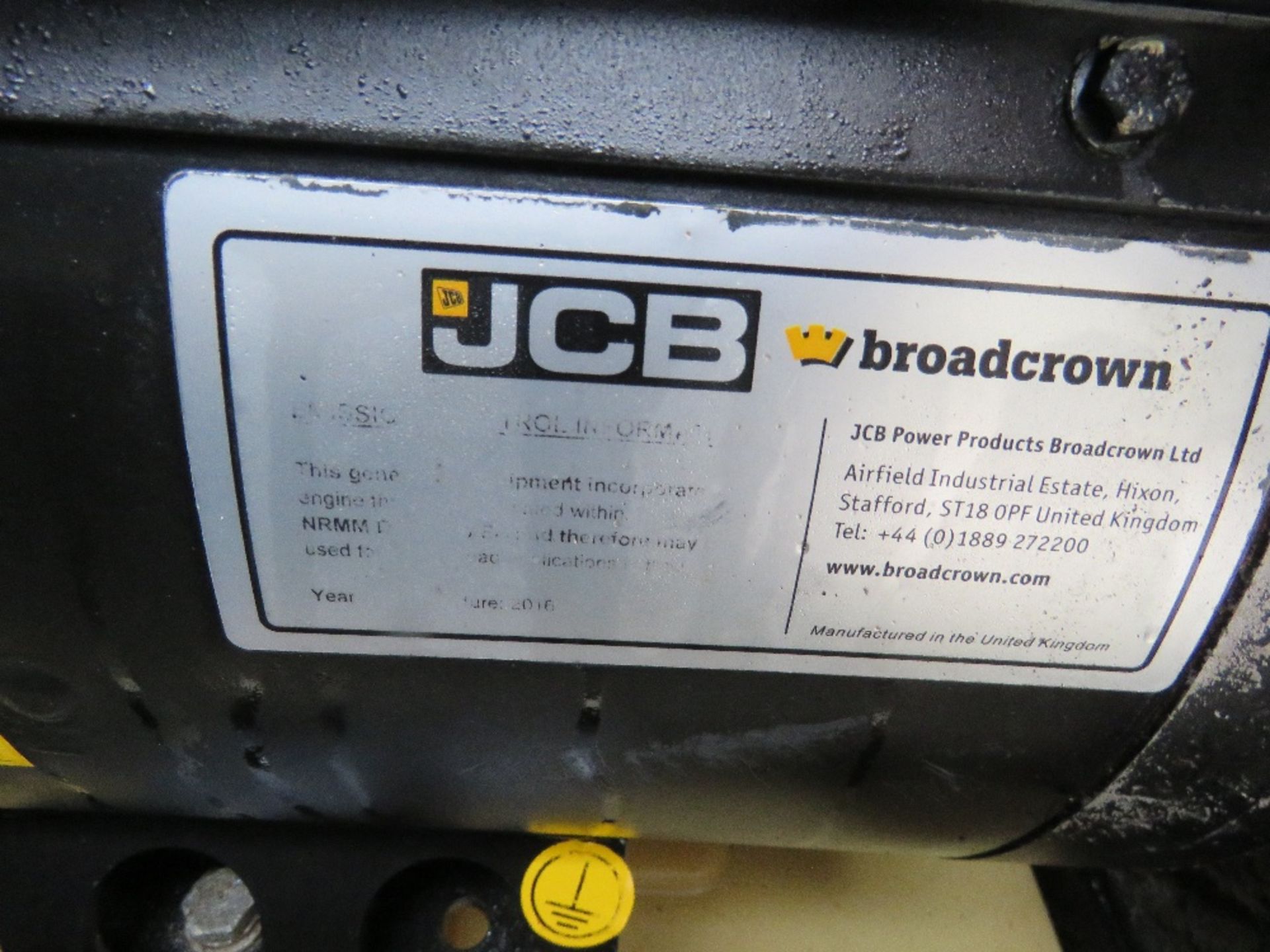 JCB 11KVA SKID MOUNTED SILENCED GENERATOR, SINGLE PHASE 240V OUTPUT, 2016 BUILD. SOURCED FROM MAJOR - Image 5 of 5