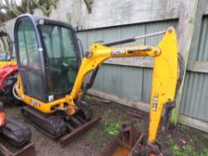 JCB 8018 CABBED MINI EXCAVATOR, YEAR 2011 BUILD. WITH 2 NO. BUCKETS. 2961 RECORDED HOURS. SN: JCB080