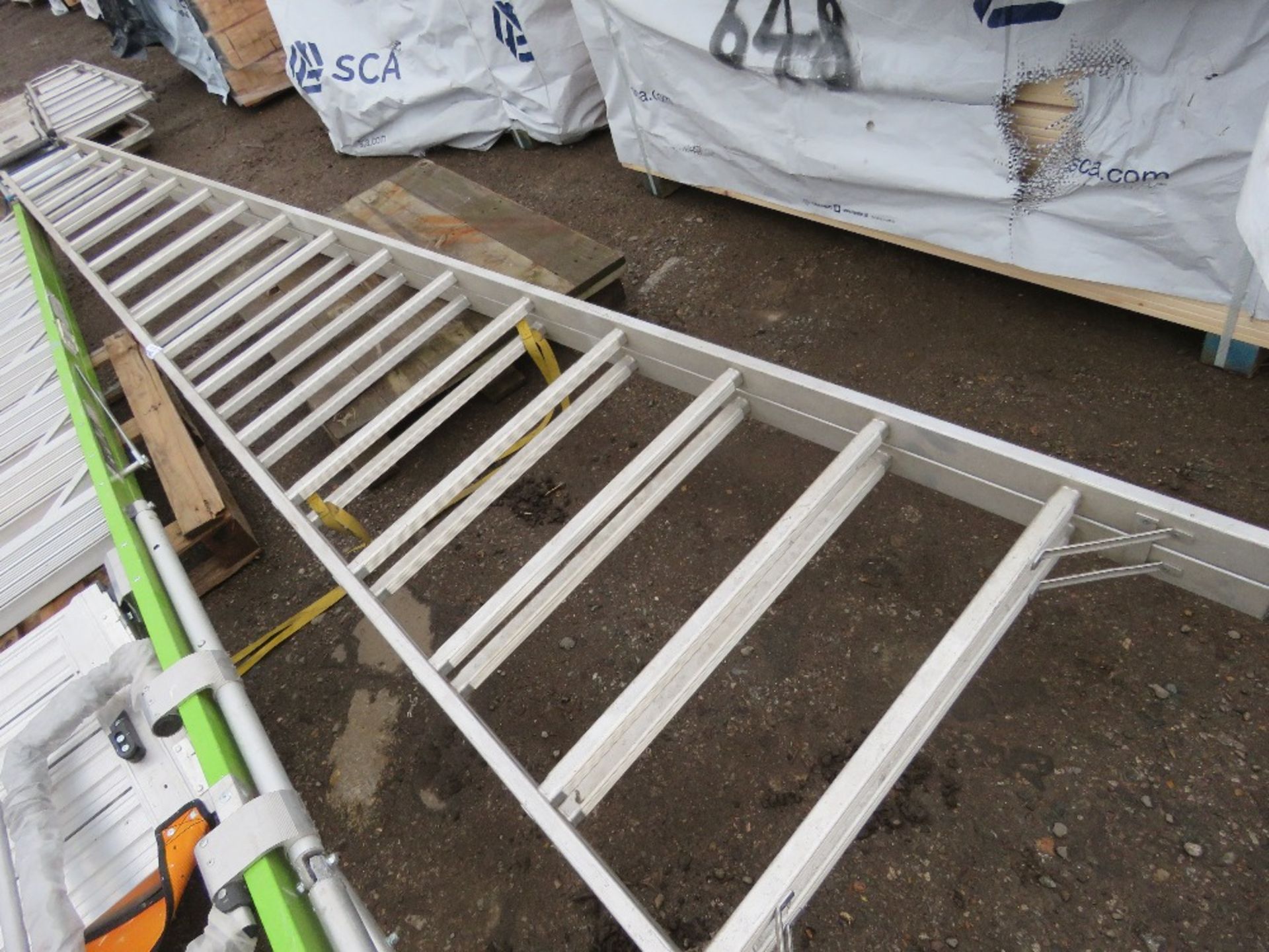 PAIR OF LARGE ALUMINIUM STEP LADDERS, 15FT OVERALL LENGTH APPROX. SOURCED FROM COMPANY LIQUIDATION. - Image 3 of 3