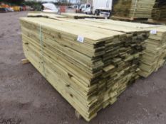 LARGE PACK OF TREATED FEATHER EDGE CLADDING TIMBER BOARDS: 1.8M LENGTH X 100MM WIDTH APPROX.