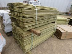 2 X LARGE PACKS OF MAINLY TREATED SHIPLAP TIMBER BOARDS (INCLUDES A SMALL NUMBER OF SLATS) 1.83M X 1