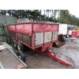 TRACTOR TOWED TWIN AXLED PETTIT GRAIN TIPPING TRAILER, 6 TONNE CAPACITY APPROX. DIRECT FROM LOCAL FA