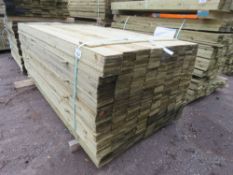 LARGE PACK OF TREATED FEATHER EDGE CLADDING TIMBER BOARDS: 1.8M LENGTH X 100MM WIDTH APPROX.