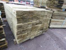 LARGE PACK OF TREATED FEATHER EDGE CLADDING TIMBER BOARDS: 1.8M LENGTH X 100MM WIDTH APPROX.