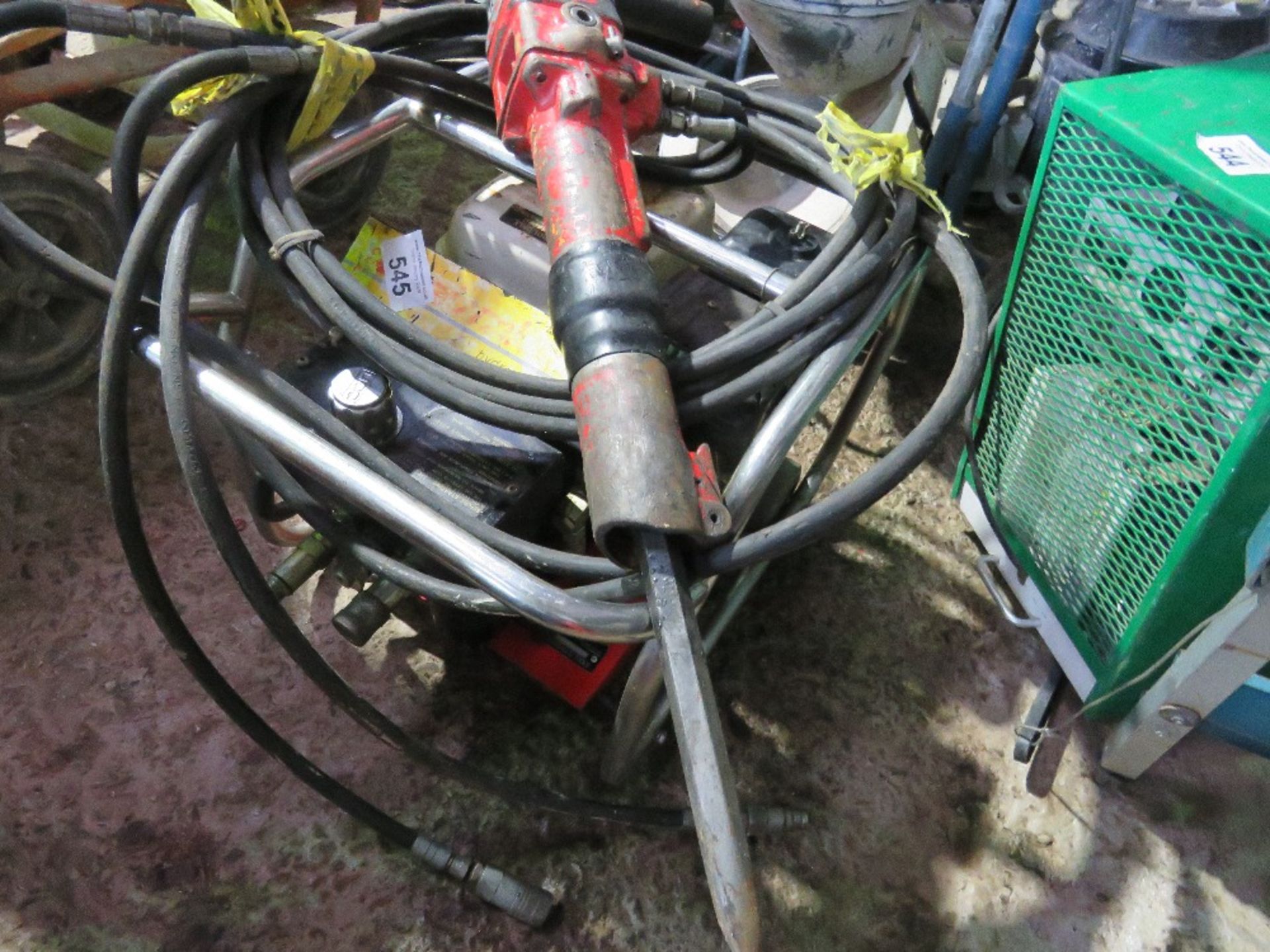 SMALL SIZED PACEBREAK HYDRAULIC BREAKER WITH HOSE AND GUN.