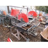 2 X BELLE SLAB CUTTING SAWBENCHES, HONDA PETROL ENGINE POWERED.