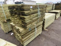 STACK OF 2 X LARGE PACKS OF TREATED FEATHER EDGE CLADDING TIMBER BOARDS: 1.2M LENGTH X 100MM WIDTH A