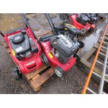 PALLET CONTAINING 3 NO ASSORTED LAWNMOWERS. THIS LOT IS SOLD UNDER THE AUCTIONEERS MARGIN SCHEM