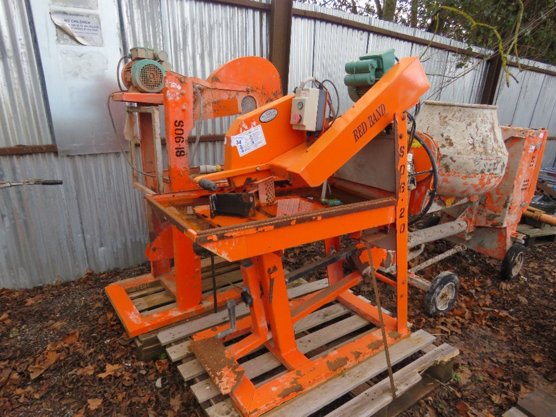 2 X REDBAND 110VOLT POWERED SLAB CUTTING SAWBENCHES.