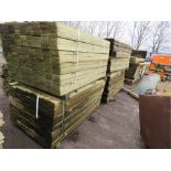 STACK OF 2 X LARGE PACKS OF TREATED FEATHER EDGE CLADDING TIMBER BOARDS: 1.5M LENGTH X 100MM WIDTH A