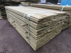 LARGE PACK OF TREATED SHIPLAP TYPE CLADDING TIMBER BOARDS: 1.73M LENGTH X 100MM WIDTH APPROX.