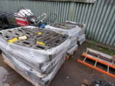 3 X LARGE PALLETS OF HERAS TYPE TEMPORARY SITE FENCE BASES/FEET.