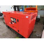 SHOP SOILED UNUSED SILENCED DIESEL GENERATOR. 15KVA RATED OUTPUT.