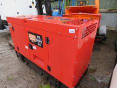 SHOP SOILED UNUSED SILENCED DIESEL GENERATOR. 15KVA RATED OUTPUT.