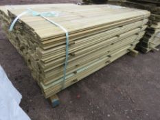 LARGE PACK OF TREATED SHIPLAP TYPE CLADDING TIMBER BOARDS: MIXED BUT MAINLY 1.83M LENGTH X 100MM WID
