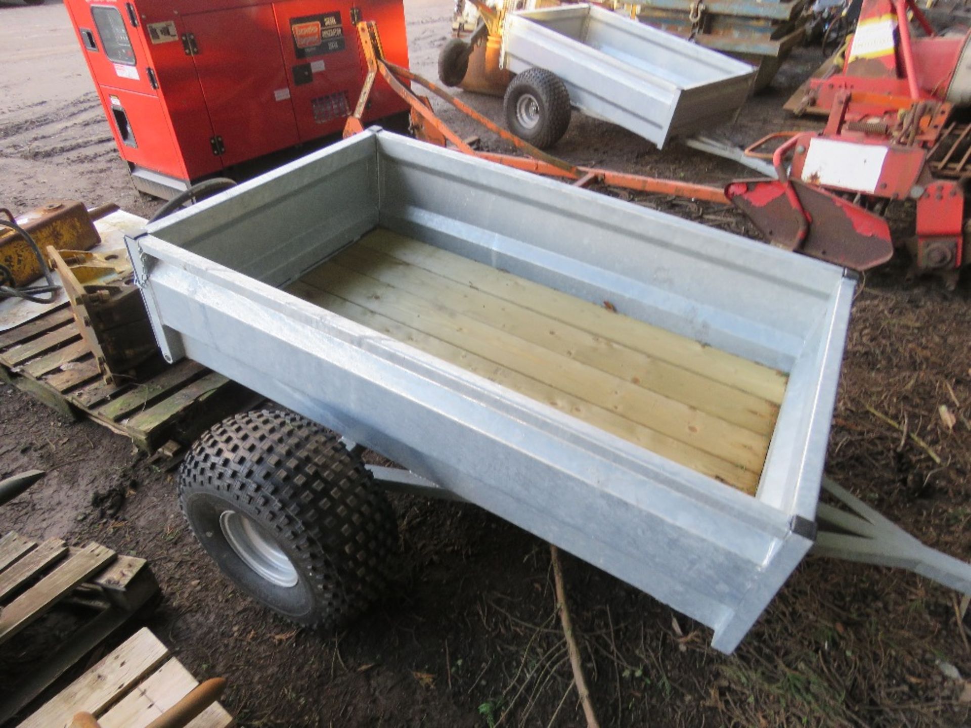 QUAD BIKE TOWED GALVANISED GENERAL PURPOSE TRAILER ON FLOATATION TYRES, 1.61MX 1M APPROX. UNUSED. - Image 4 of 5