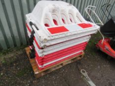 10NO RED AND WHITE PLASTIC BARRIERS. THIS LOT IS SOLD UNDER THE AUCTIONEERS MARGIN SCHEME, THEREF