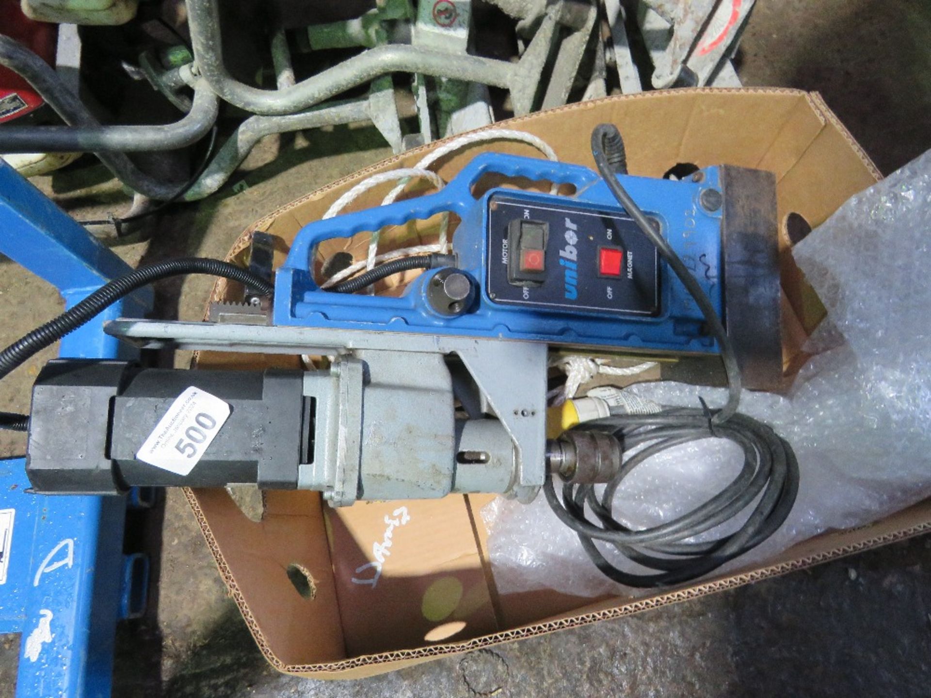 LARGE UNIBOR 110VOLT MAGNETIC DRILL.