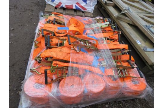 50NO LITTLE USED HEAVY DUTY 6.5METRE LENGTH 5 TONNE RATED RATCHET STRAPS (EX DOCK, SINGLE USE.) - Image 2 of 5