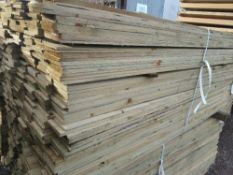 LARGE PACK OF TREATED FEATHER EDGE CLADDING TIMBER BOARDS: 1.80M LENGTH X 100MM WIDTH APPROX.