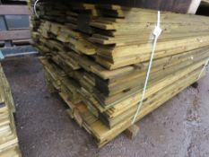 LARGE PACK OF TREATED FEATHER EDGE TIMBER CLADDING BOARDS MIXED LENGTHS 1.6-1.80M LENGTH X 100MM WID