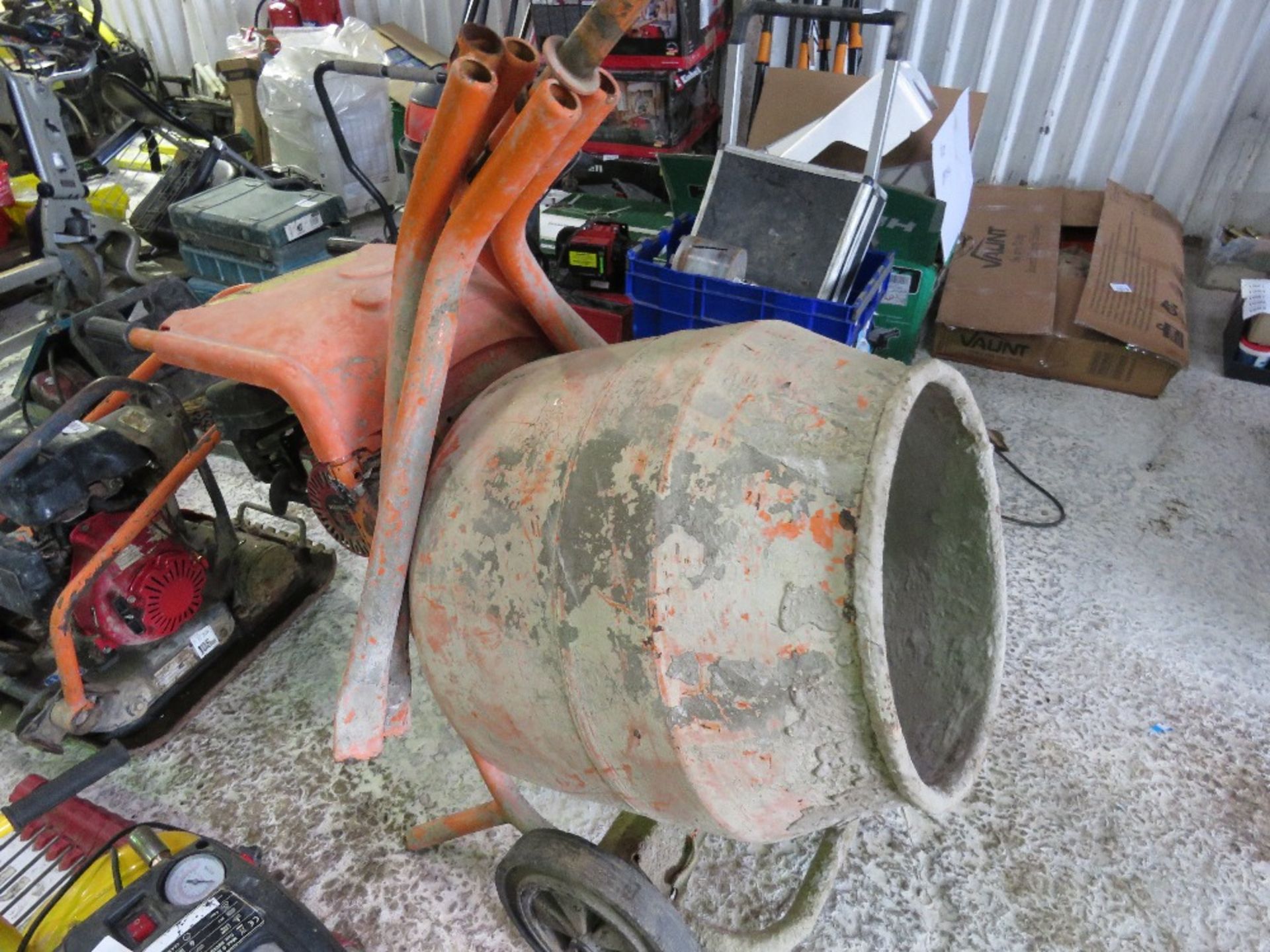 BELLE PETROL ENGINED CEMENT MIXER WITH A STAND. - Image 2 of 4