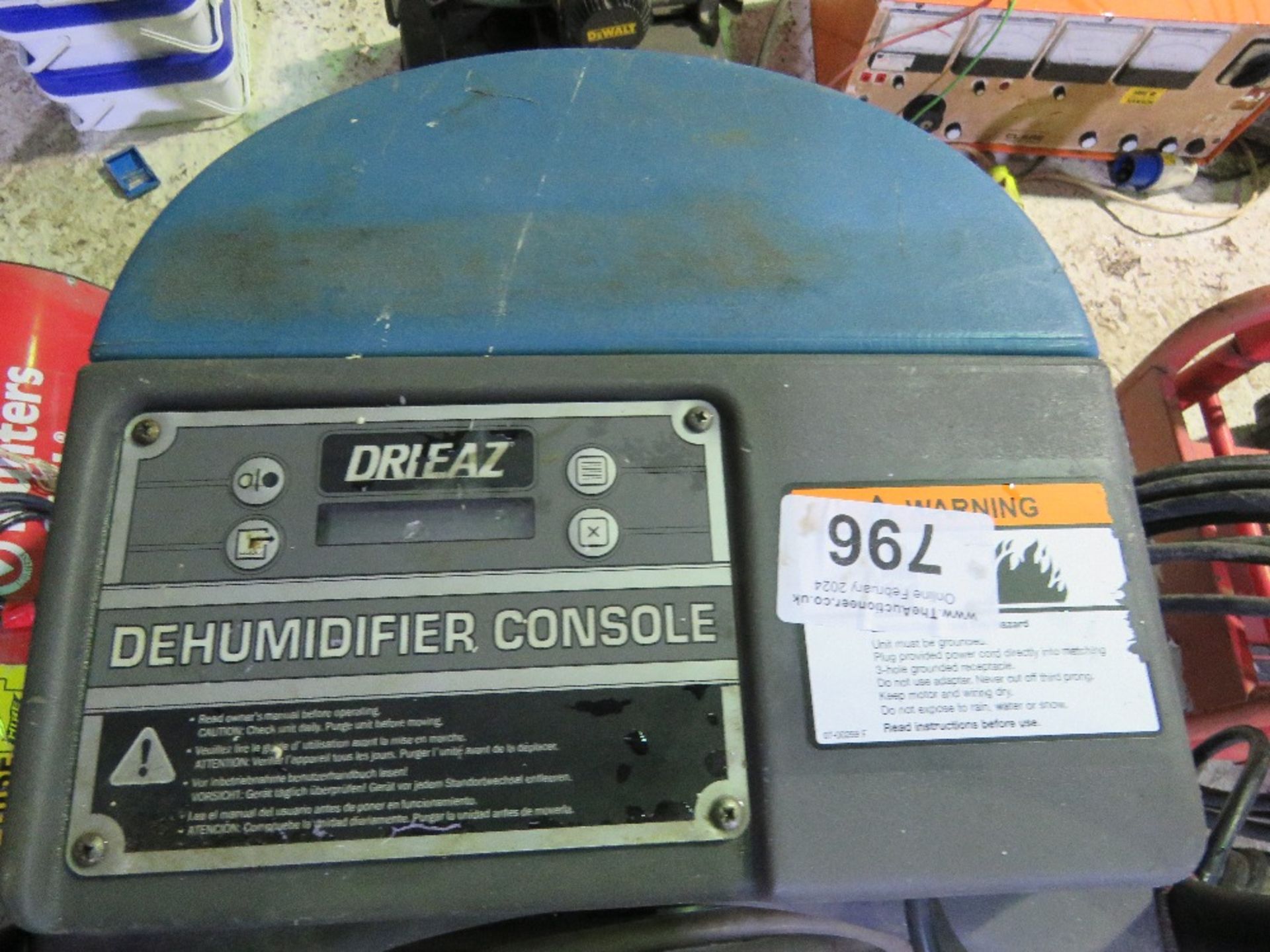 DRIEAZ HEAVY DUTY 240VOLT POWERED DEHUMIDIFIER. SOURCED FROM LOCAL DEPOT CLOSURE. - Image 4 of 5