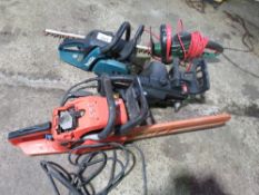 ELECTRIC CHAINSAW HEAD, PETROL CHAINSAW PLUS AN ELECTRIC HEDGE CUTTER. THIS LOT IS SOLD UNDER THE