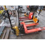 2 X MANUAL PALLET TRUCKS, CONDITION UNKNOWN. SOURCED FROM COMPANY LIQUIDATION.