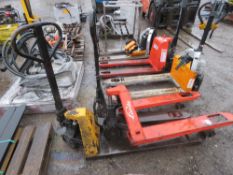 2 X MANUAL PALLET TRUCKS, CONDITION UNKNOWN. SOURCED FROM COMPANY LIQUIDATION.