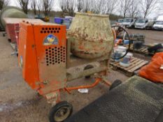 BELLE 100XT ELECTRIC 110VOLT POWERED SITE CEMENT MIXER, RECENTLY WORKING, SURPLUS TO REQUIREMENTS.