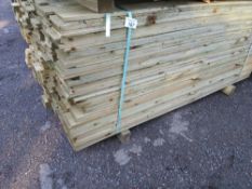 LARGE PACK OF TREATED FEATHER EDGE CLADDING TIMBER BOARDS: 1.8M LENGTH X 100MM WIDTH APPROX.