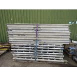 PALLET CONTAINING A LARGE AMOUNT OF BOSS TYPE ALUMINIUM SCAFFOLD TOWER PARTS INCLUDING 15NO BOARDS,