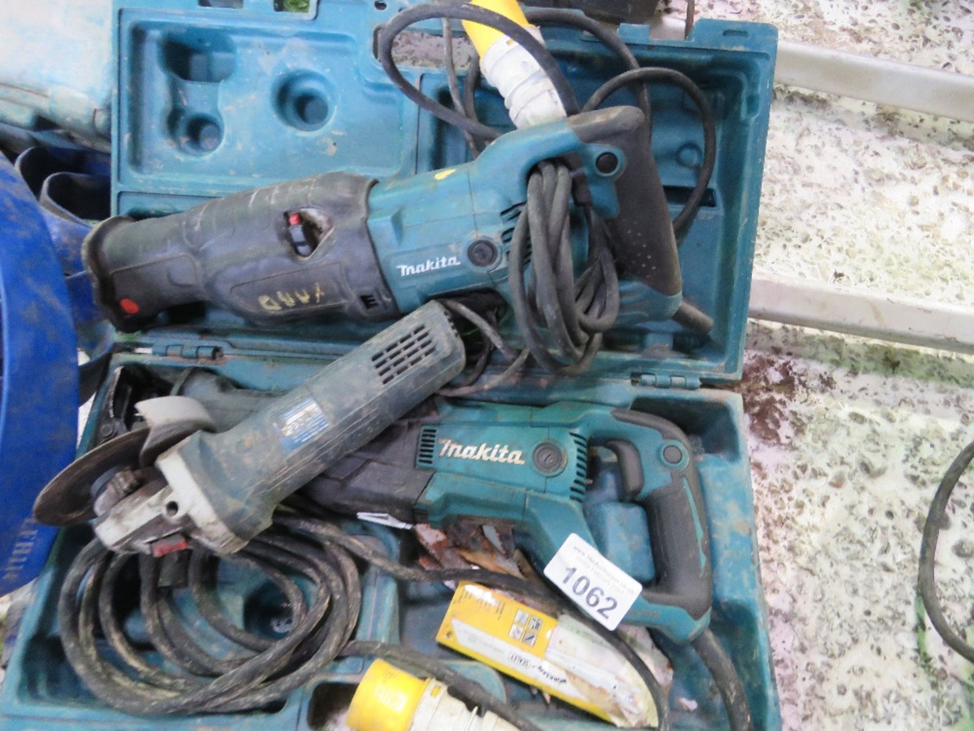2 X MAKITA 110VOLT RECIPROCATING SAWS PLUS A GRINDER. SOURCED FROM COMPANY LIQUIDATION.